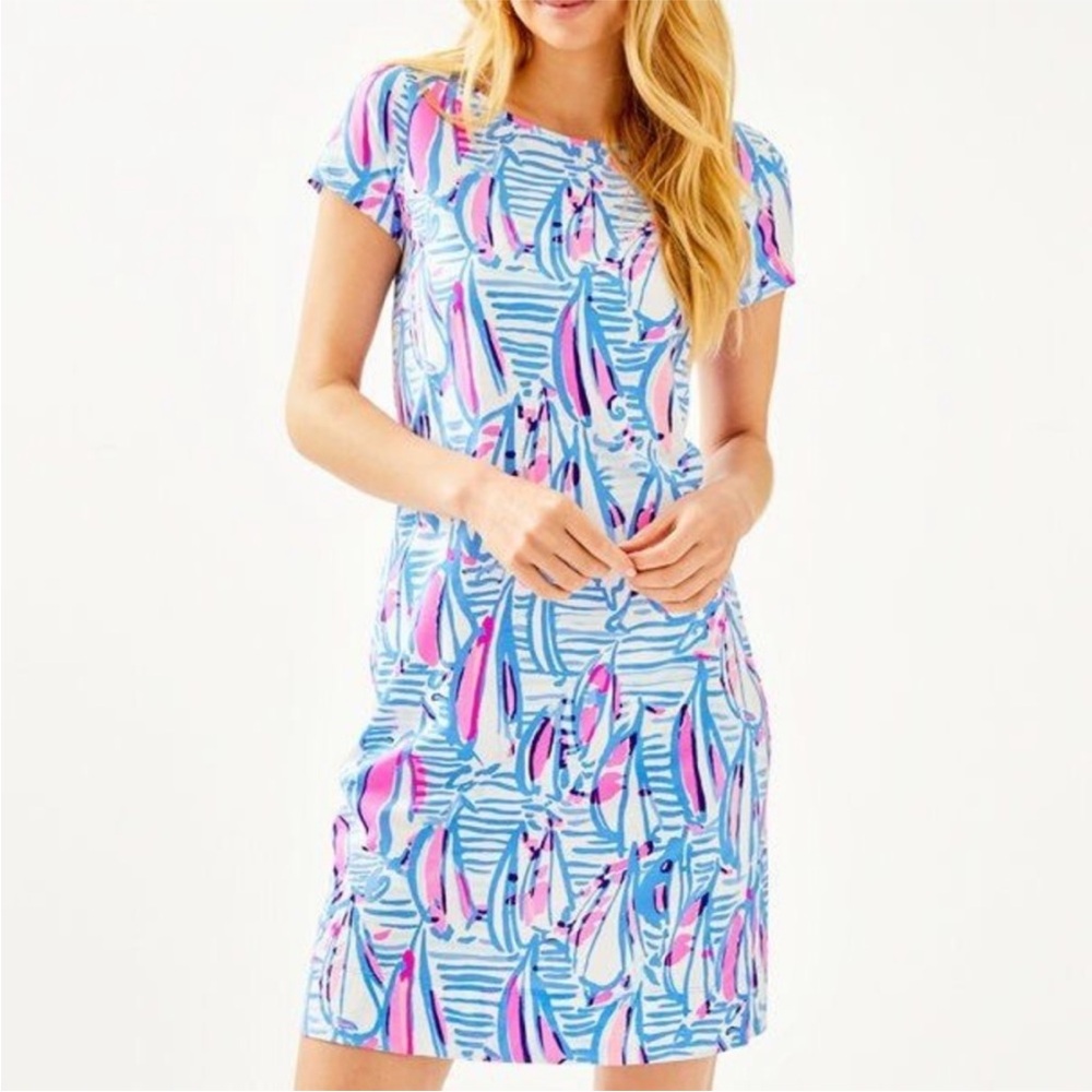 Lilly Pulitzer Marlowe Dress SZ XS Pop Up Blue Haven Red Right Return